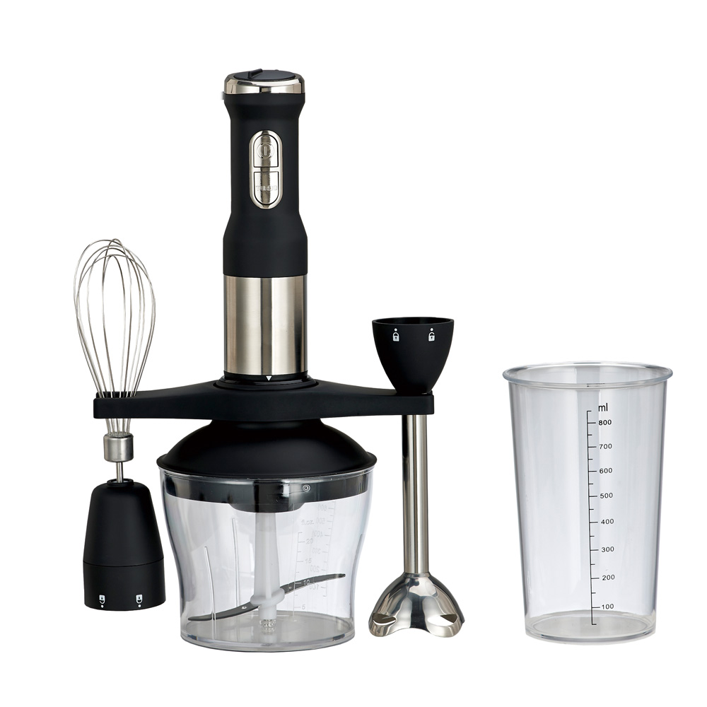 BY-118 Immersion Hand Blender 4 in1 Multi-purpose Blender with Stainless Steel Blades, with Chopper, Beaker, Whisk for Smoothie, Baby Food, Sauces,Puree, Soup