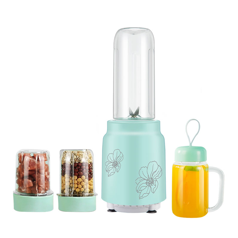 HB-J503, 4 in 1 multi juicer, 500ml juice cup+400ml mason cup+200ml grinding / Copper cup, 4 leafs 304 stainless steel